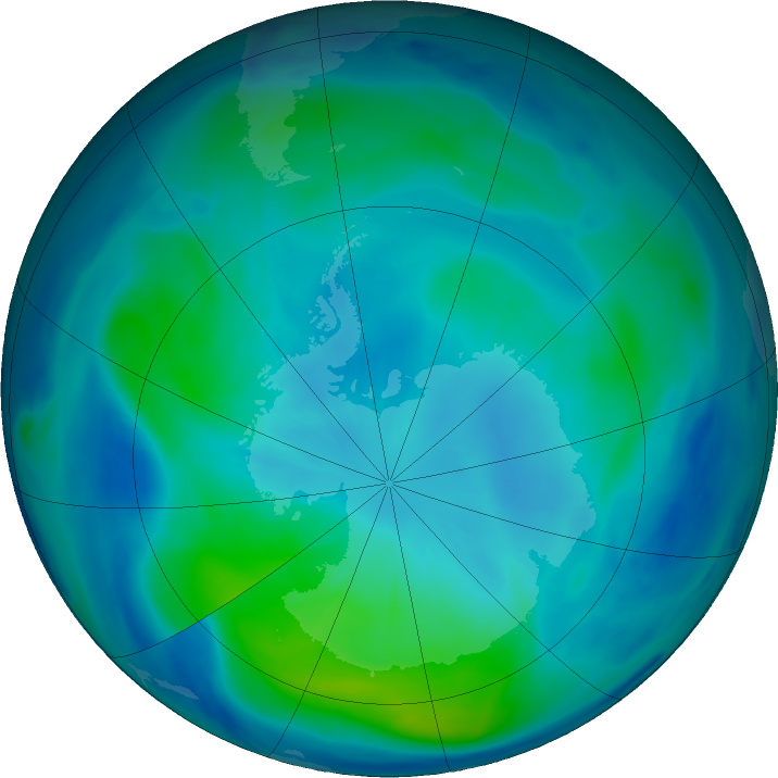 Antarctic ozone map for 06 March 2022